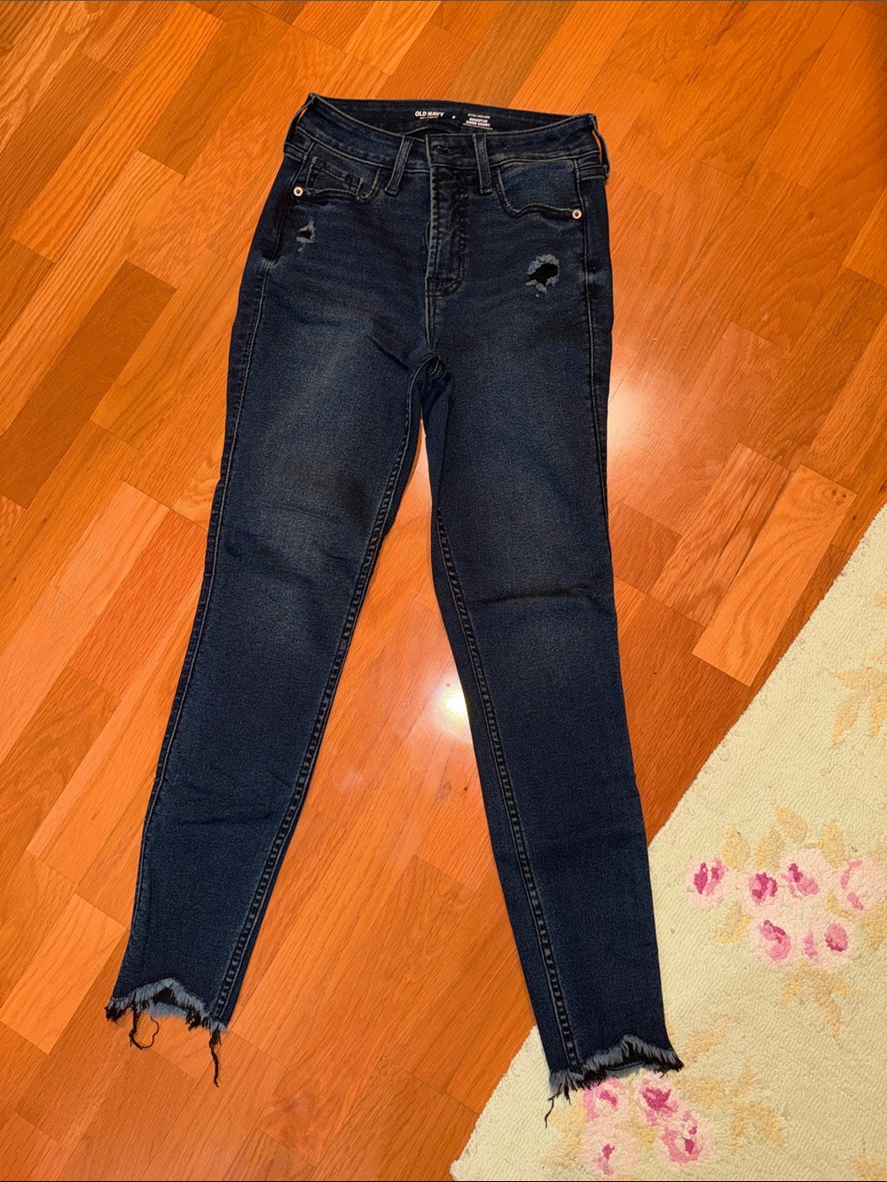 Old Navy Dark Indigo Distressed Skinny Jeans